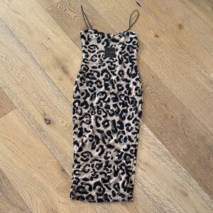JLUXLABEL Leopard-Print Slip Midi Dress - Beige & Black